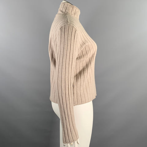 CALIFORNIA ARTS Size M Tan Wool Ribbed Knit Mock Neck Pullover Womens
