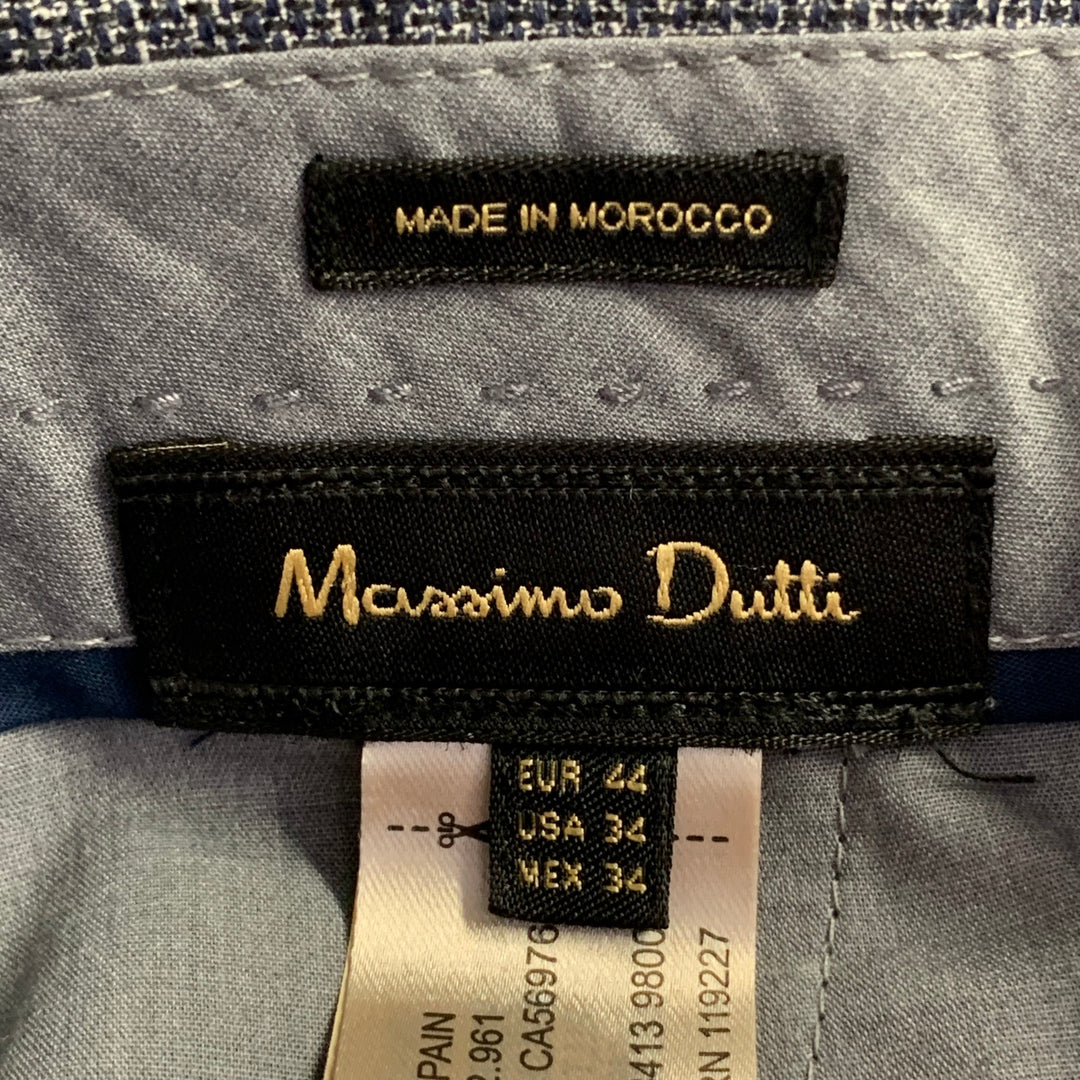 MASSIMO DUTTI Size 34 Navy White Woven Cotton Linen Straight Dress Pants