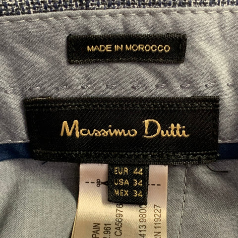 MASSIMO DUTTI Size 34 Navy White Woven Cotton Linen Straight Dress Pants