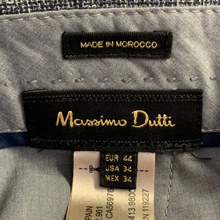 MASSIMO DUTTI Size 34 Navy White Woven Cotton Linen Straight Dress Pants