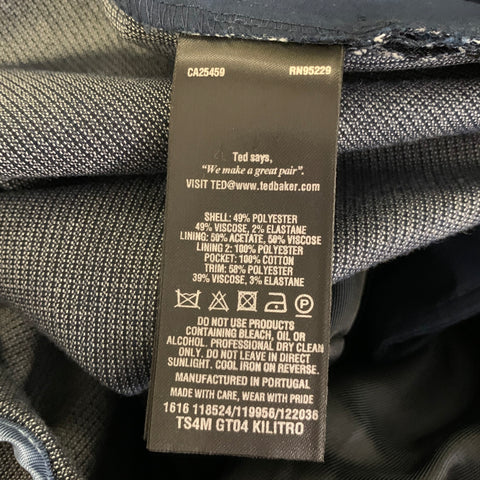 TED BAKER Size 36 Navy Grey Nailhead Viscose Polyester Blend Notch Lapel Suit