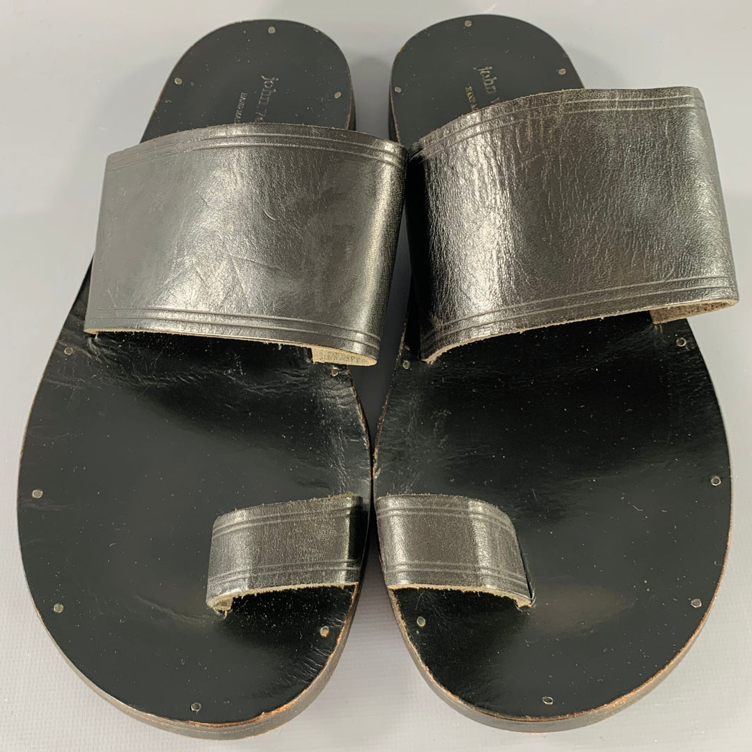 JOHN VARVATOS Size 10 Black Leather Sandals