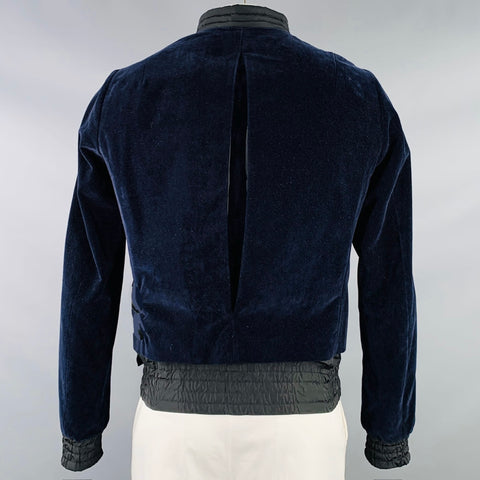 KOLOR Size L Navy Cotton Velvet Beaded Patch Jacket