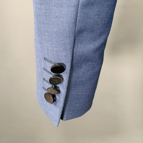 LANVIN Size 36 Blue Black Color Block Wool Mohair Sport Coat