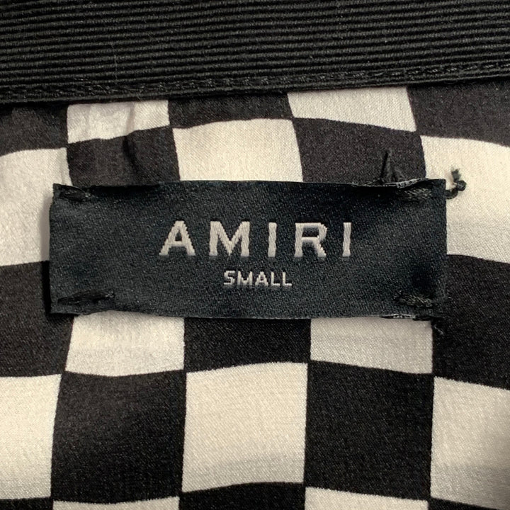 AMIRI Size S Black White Silk Checkered Two Pockets Shirt Dress