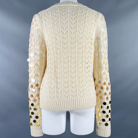 MARC JACOBS Taille M Pull Payettes en laine et cachemire crème doré