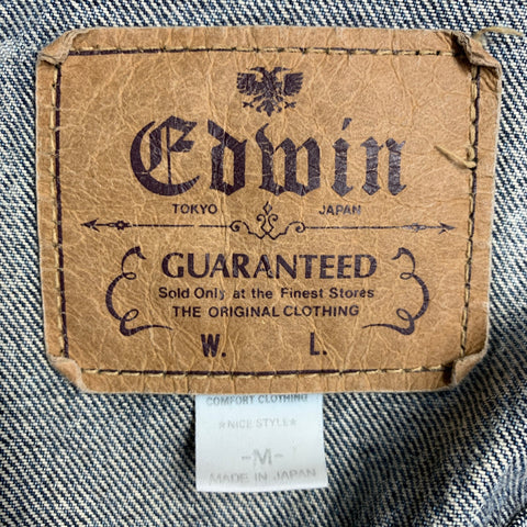 EDWIN Vintage Size M Clubman Blue Twill Cotton Acid Washed Jacket