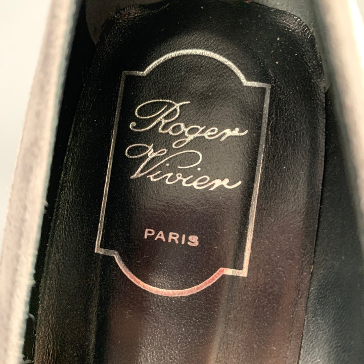 ROGER VIVIER Size 10 Grey Taupe Suede Kitten Heel Pumps