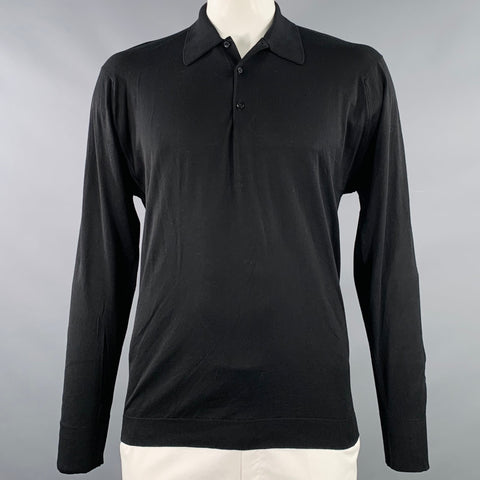 HARRODS Polo Manches Longues Coton Noir Taille XL
