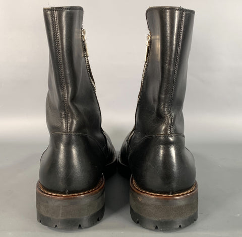 GIANNI VERSACE Size 10 Black Solid Leather Combat Boots