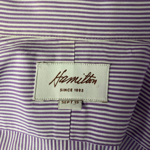 HAMILTON Size S White Lilac Stripe Spread Collar Long Sleeve Shirt