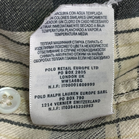 RRL by RALPH LAUREN Size L Grey Taupe Plaid Cotton Two Pockets Long Sleeve Shirt