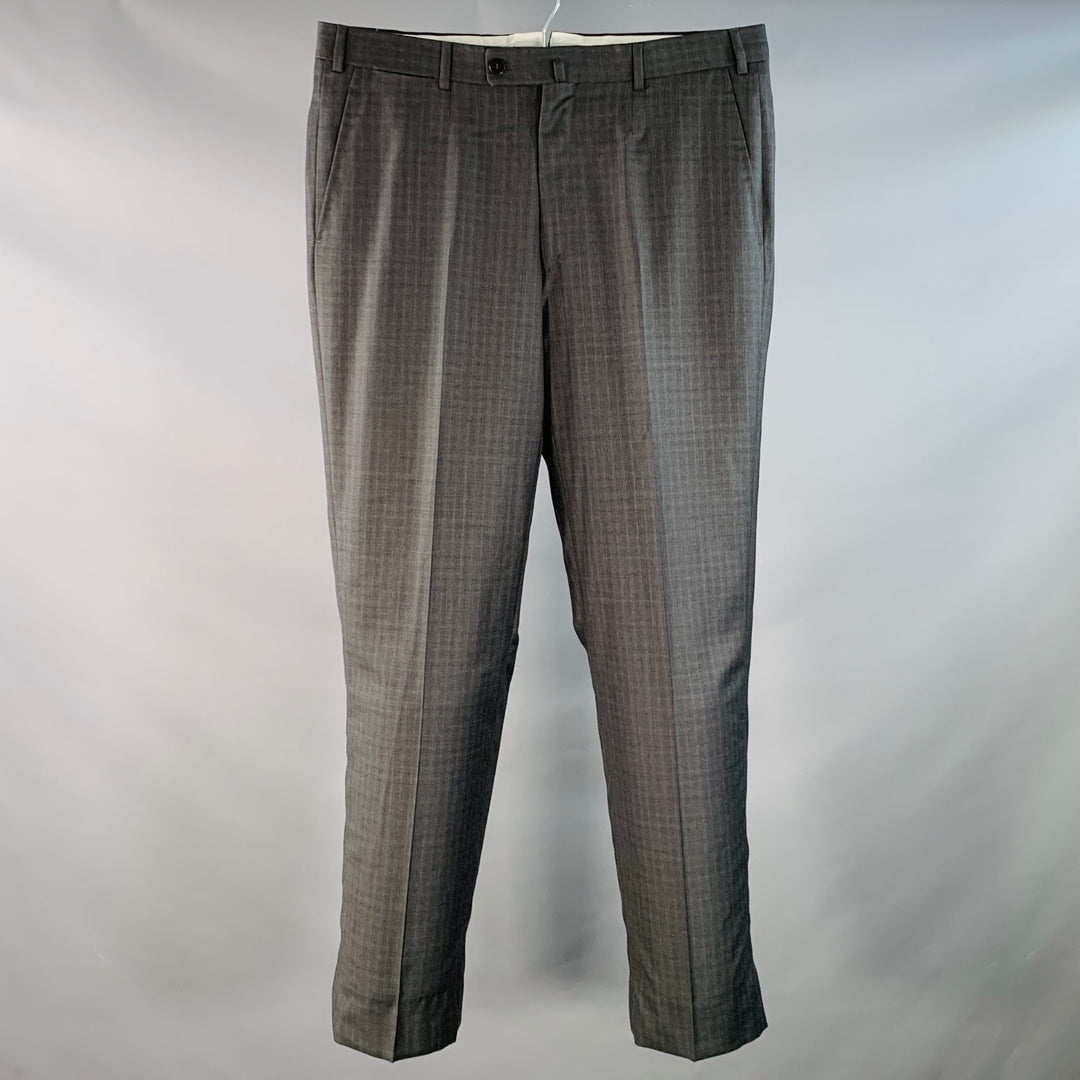 ISAIA Size 34 Grey Blue Wool Flat Front Zip Fly Dress Pants