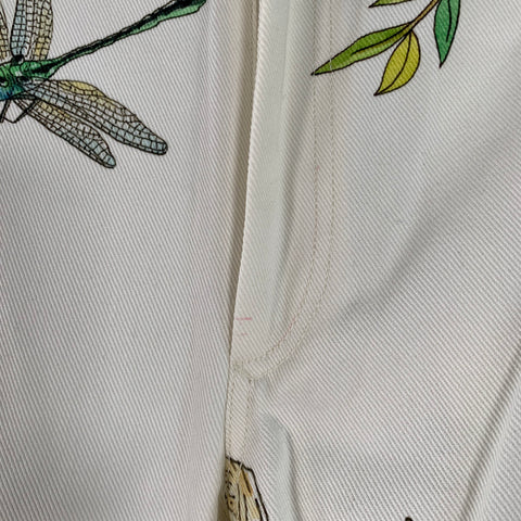 CASABLANCA Size 34 Ping Pong Fleurie White Multi Color Floral Cotton Flared Jean Cut Casual Pants