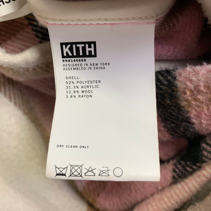 KITH Size XS Pink Black White Plaid Cotton Long Sleeve Shirt Jacket