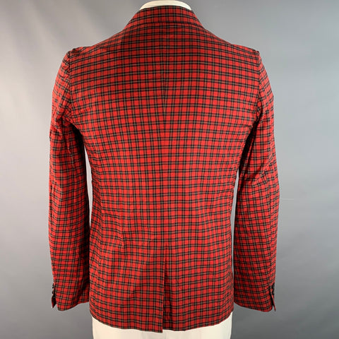 COMME des GARCONS BLACK Chest Size L Red Black & Yellow Plaid Cotton Sport Coat