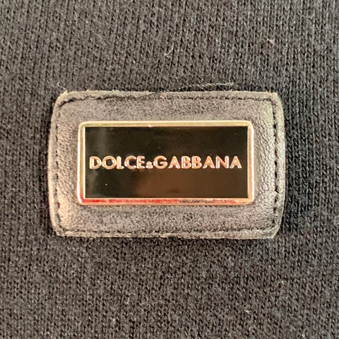 DOLCE & GABBANA Size M Black Gold Cotton Cashmere Hooded Sweatshirt