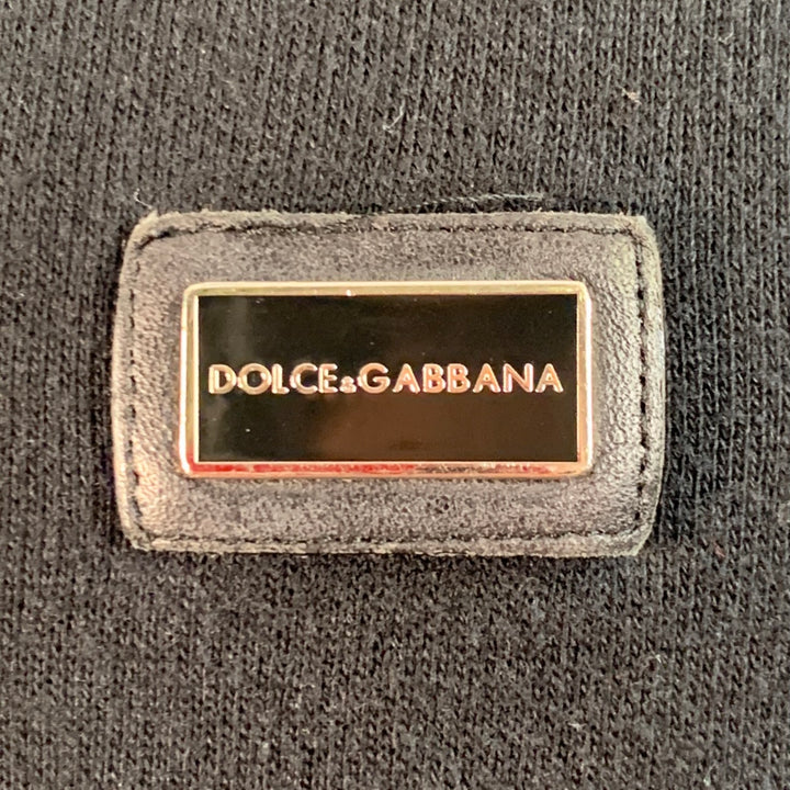 DOLCE & GABBANA Size M Black Gold Cotton Cashmere Hooded Sweatshirt