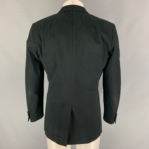 DOLCE & GABBANA Size 40 Black Cotton Blend Notch Lapel Sport Coat