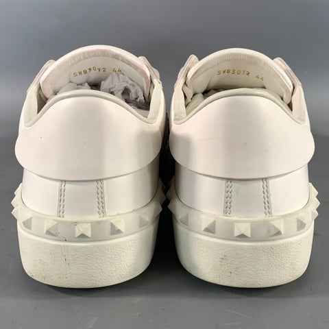 VALENTINO GARAVANI Size 11 White Rhinestone Leather Low Top Sneakers