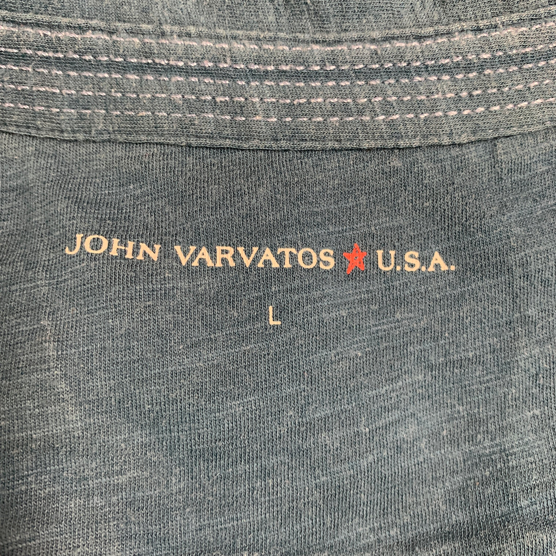 JOHN VARVATOS * U.S.A. Size L Teal Cotton Buttoned Polo