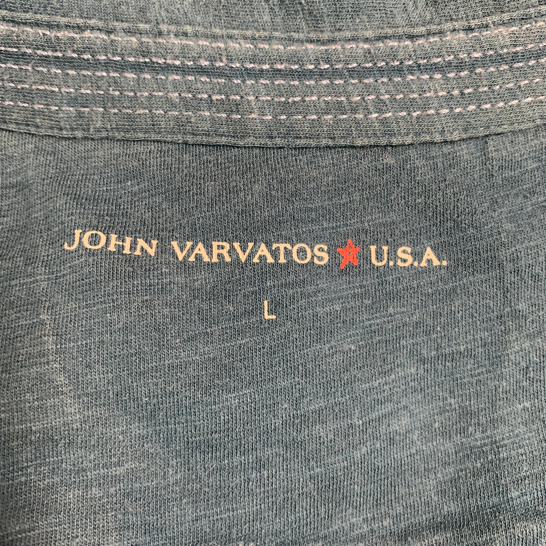 JOHN VARVATOS * Polo con botones de algodón verde azulado talla L EE. UU.