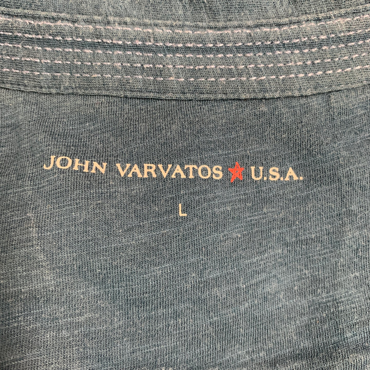 JOHN VARVATOS * U.S.A. Size L Teal Cotton Buttoned Polo