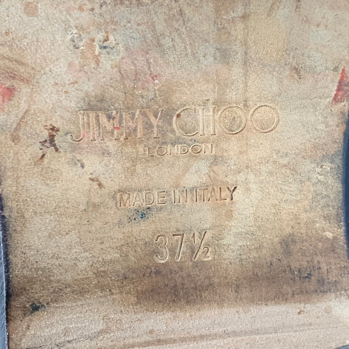 JIMMY CHOO Size 7.5 Black Leather Studded Belted Side Zipper Ankle Boots