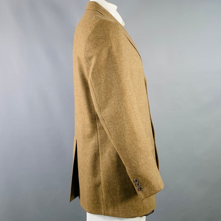 O'CONNELL'S Size 42 Long Brown Herringbone Wool Sport Coat