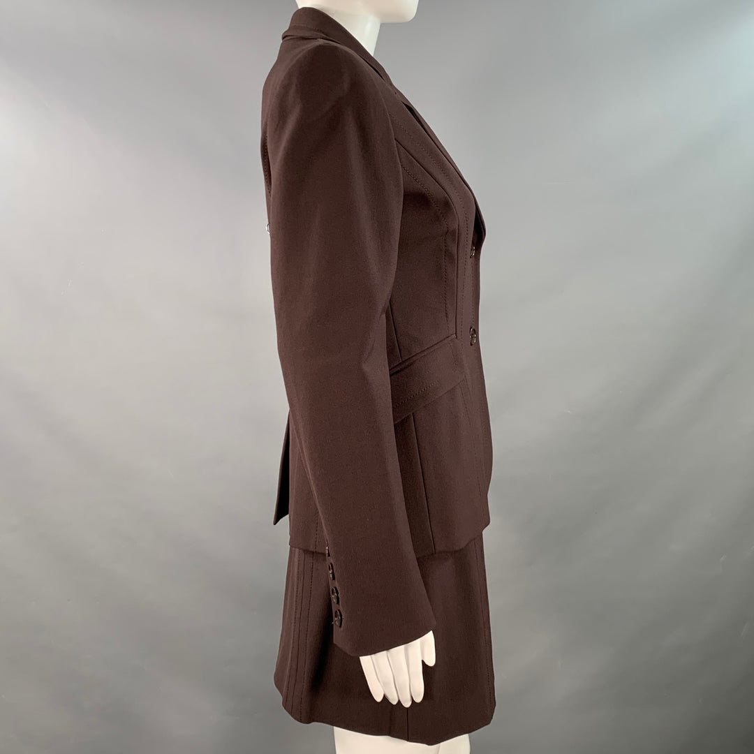 FUTURE OZBEK Size 6 Brown Rayon Blend Single Breasted Blazer Mini Skirt Set