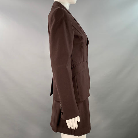 FUTURE OZBEK Size 6 Brown Rayon Blend Single Breasted Blazer Mini Skirt Set