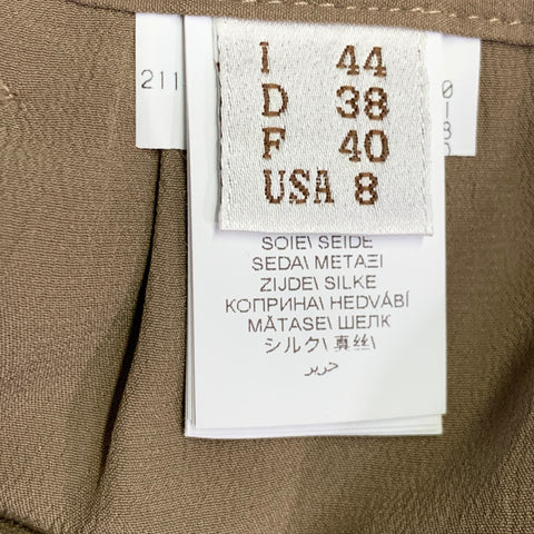 BRUNELLO CUCINELLI Size 8 Beige Taupe Silk Pleated Asymmetrical High Low Long Skirt