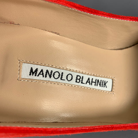MANOLO BLAHNIK Size 6.5 Red Suede Pointed Toe Pumps