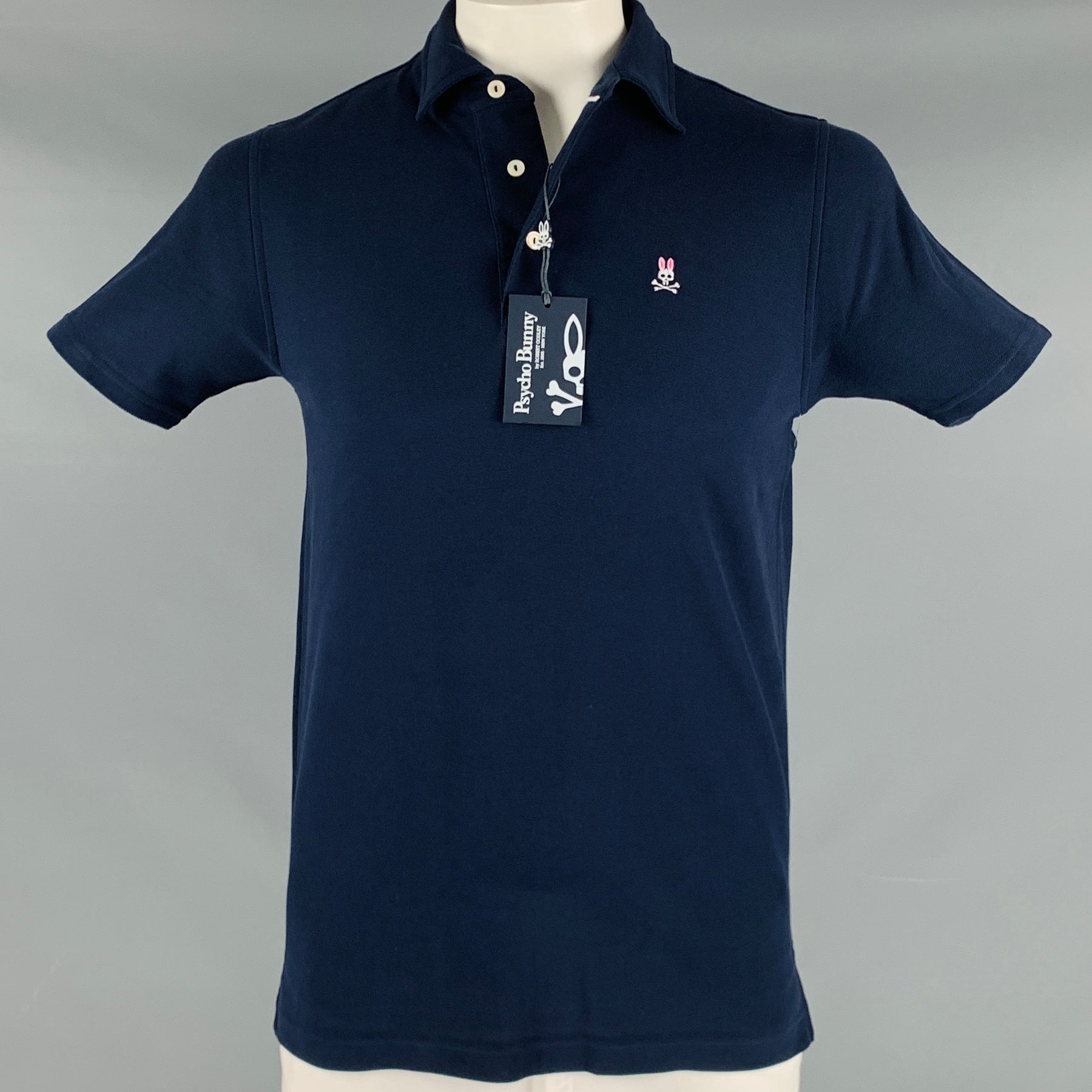 PSYCHO BUNNY Size L Navy Cotton Buttoned Polo – Sui Generis - Main Image