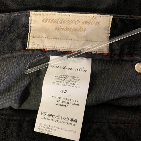 MASSIMO ALBA Size 32 Grey Velvet Cotton Pants