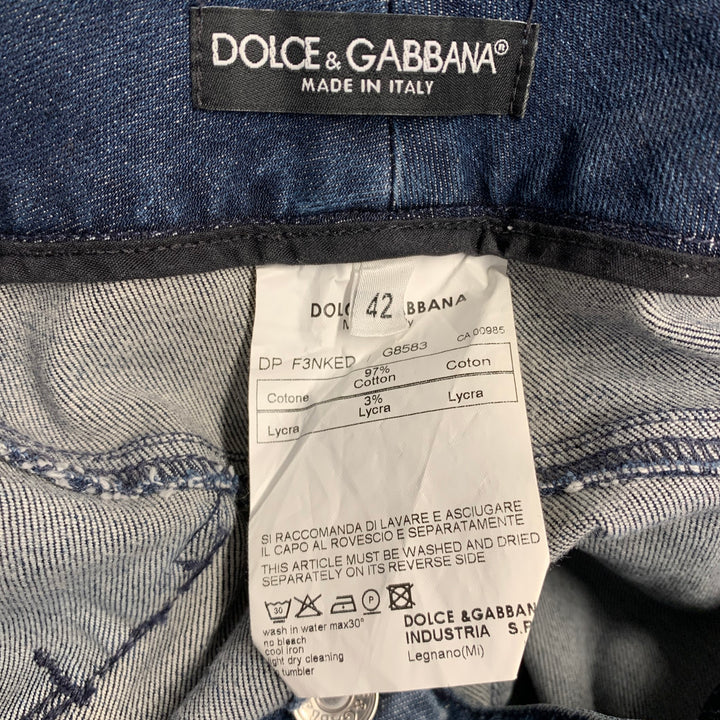 DOLCE & GABBANA Size 6 Blue Cotton Blend Bell Bottom Jeans
