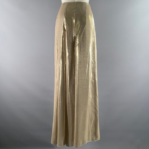 RALPH LAUREN Size 8 Gold Silk Blend Shimmer Palazzo Pants
