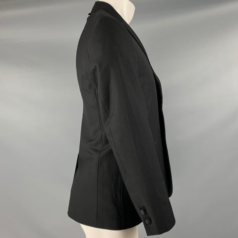 BLACK FLEECE Size 38 Black Wool Notch Lapel Sport Coat