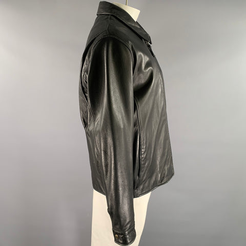 ANDREW MARC Size XL Black Leather Jacket