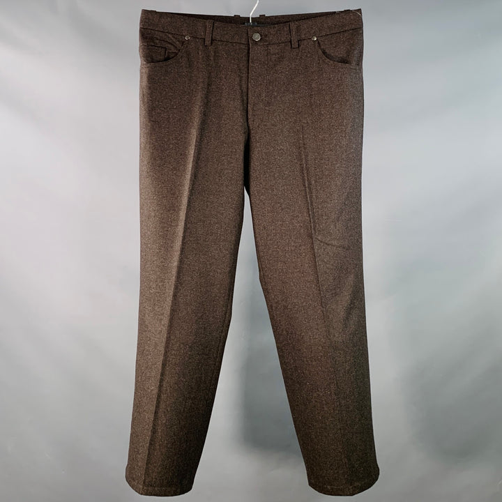 SAKS FIFTH AVENUE Size 38 Brown Heather Wool Jean Cut Casual Pants