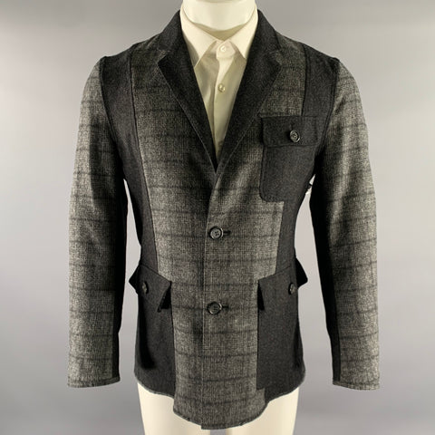 ABITO SARTORIALE Size L Grey Plaid Colorblock Wool Sport Coat