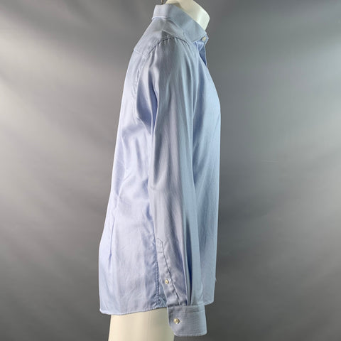 ETON Size M White Light Blue Cotton Long Sleeve Shirt