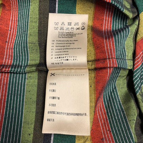 SCOTCH AND SODA Size XL Black Multi Color Polyester Cotton Stripe Bomber Jacket
