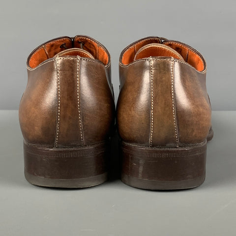 SANTONI Taille 7 Chaussures à lacets en cuir perforé bruni marron