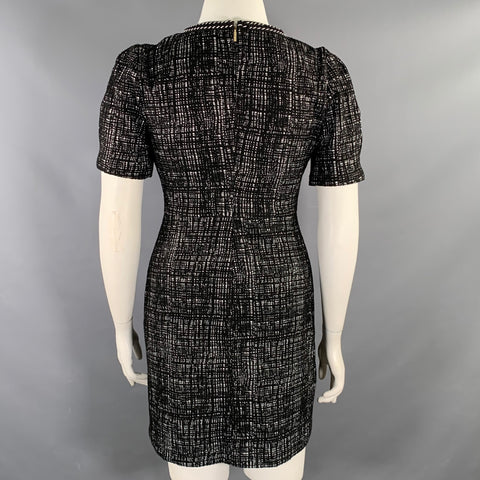 KARL LAGERFELD Size 8 Black White Short Sleeve Knee-Length Dress