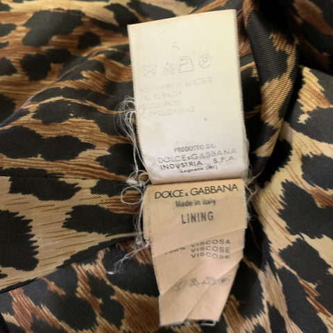 DOLCE & GABBANA Size 6 Black Wool Blend Leopard Blazer Jacket (Indoor) / Blazer