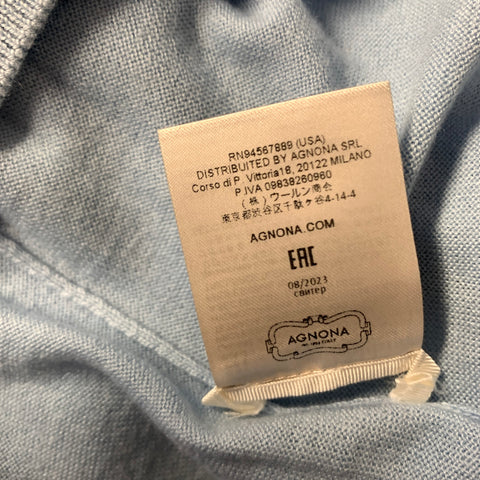 AGNONA Size XL Blue Light Blue Knitted Cashmere Silk Crew Neck Pullover