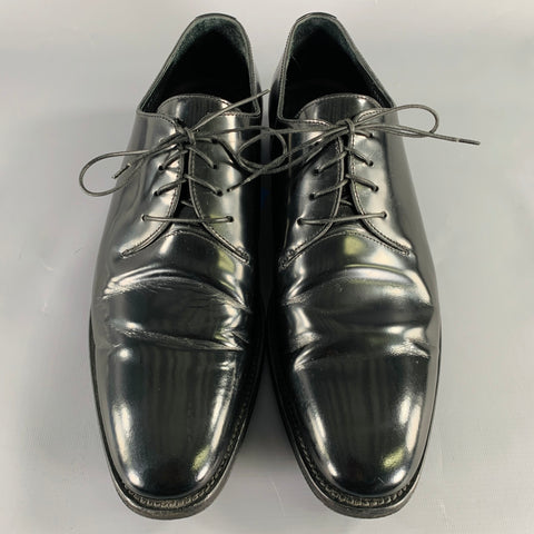 JOHN VARVATOS Size 11 Black Patent Leather Derby Lace Up Shoes