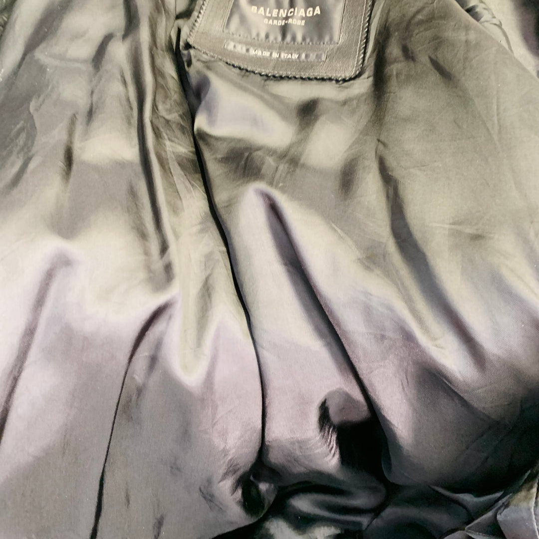 BALENCIAGA 2024 Size S Black Lambskin Leather Oversized Bomber Jacket