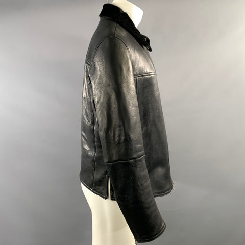 VALENTINO Size 40 Black Leather Zip Up Jacket